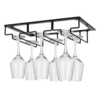 

Top Household Wine Cabinet Bar Hanging Storage Cup Rack Right Angle Creative Upside Down Red Wine Cup Storage Rack Kitchen
