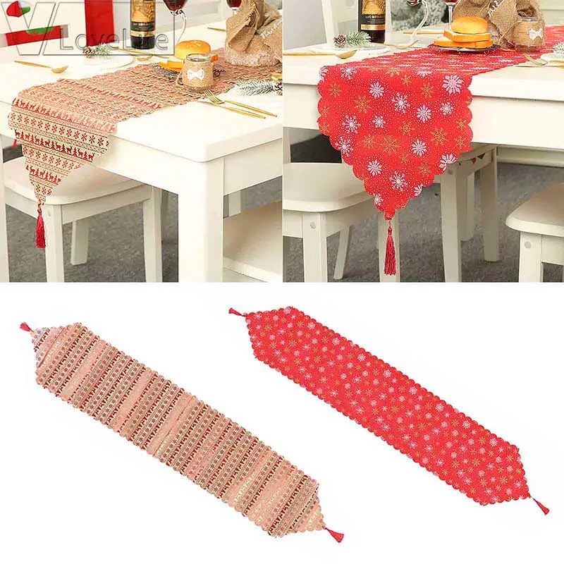 

New Year Printed Table Runners Christmas Elk Red Snowflake Printed Table Cloth Cover Dining Tablecloth Christmas Party Decor