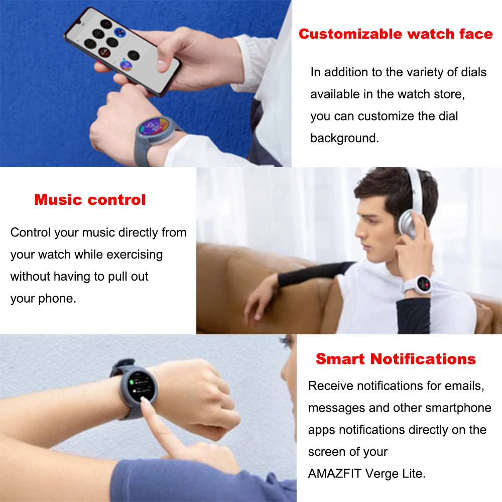 [В наличии] Оригинальные Смарт часы Huami AMAZFIT Verge Lite Bip 2 gps IP68 Водонепроницаемые