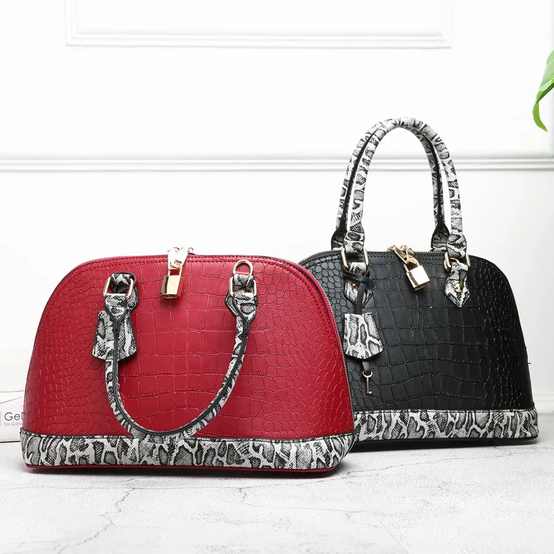 

New Style Boutique WOMEN'S Bag Europe And America Fashion Embossed Snakeskin Shell Handbag Large Capacity Crossbody Bag