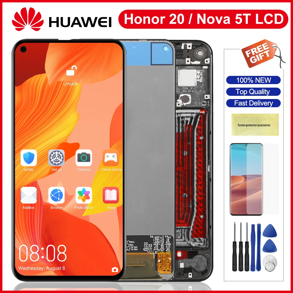 Nova 5T Flex Cable Mobile Phone Replacement Parts LCD Screen and Digitizer Full Assembly with Frame for Huawei Honor 20 Color : Gold Nova 5T Flex Cable Mobile Phone Replacement Parts LCD Screen and Digitizer Full Assembly with Frame for Huawei Honor 20 Color : Gold