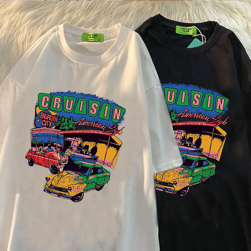 Shirt Cruisin Car Muster Kurzarm Top 