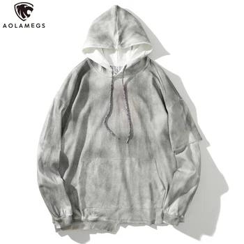 

Aolamegs Hoodies Cool Watercolor Print Hoodie Pullover Retro Baggy Harajuku Tops Hip Hop Sweatshirt Oversize Style Streetwear