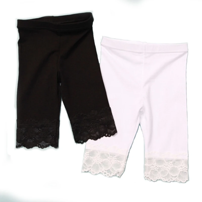 High Quality 2021 New Summer Girls Leggings Pants Lace Cotton Children Clothing Flower Girl Knee Pants