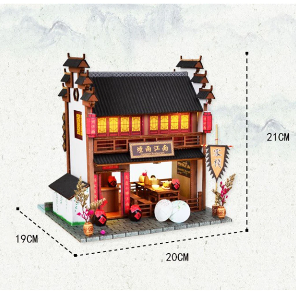 Миниатюрный Кукольный домик сделай сам китайская старинная таверна с мебелью и