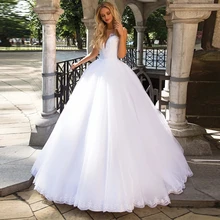

Gorgeous Halter Round Neck Applique A-Shaped Light Luxury Wedding Dress Mopping The Floor Fashionable Temperament