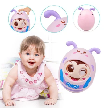 

Baby Rattles Mobile Doll Bell Blink Eyes Tumbler Roly-poly Silicon Teether Toy Fun For Newborns Gift Baby 0-12 Months Toys