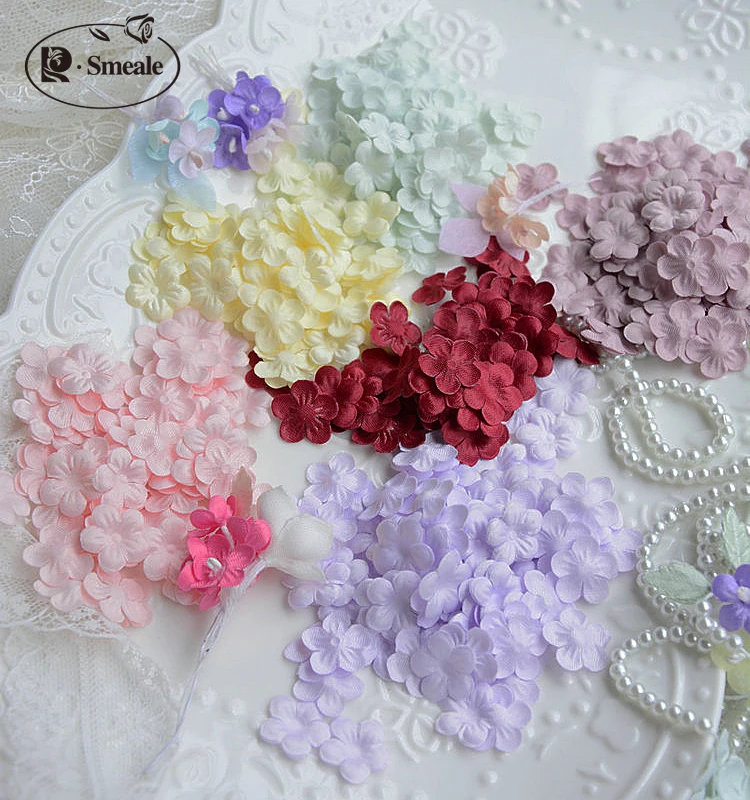Mini Headdress Wedding Bridal Veil Making Baby Clothes Satin Fabric Flowers 3D Flower Accessories 1.6CM RS2894 | Дом и сад