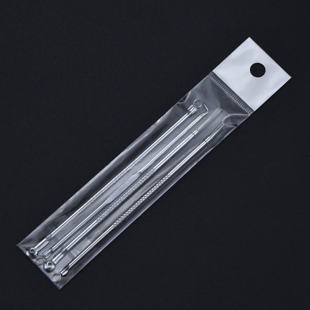Gold 4pcs/set Blackhead Comedone Acne Pimple Belmish Extractor Vacuum Blackhead Remover Tool Spoon for Face Skin Care Tool