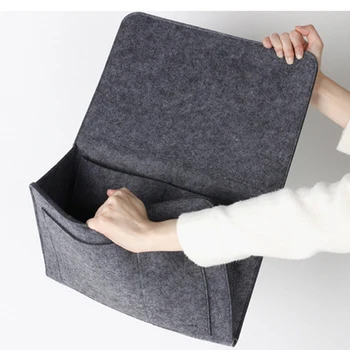 

Felt Pocket Accessories Bedroom Sofa Tablet Phone Holder Solid Simple Bedside Hanging Book Home Large Organizer Storage Bag