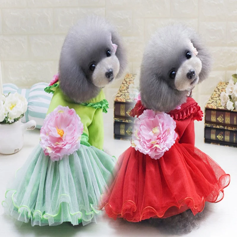 Платье для питомца собаки стиль пиона флисовое платье принцессы с 3D красивым цветком домашнее животное маленькая собака юбка с кошкой одежда свадебное праздничное платье