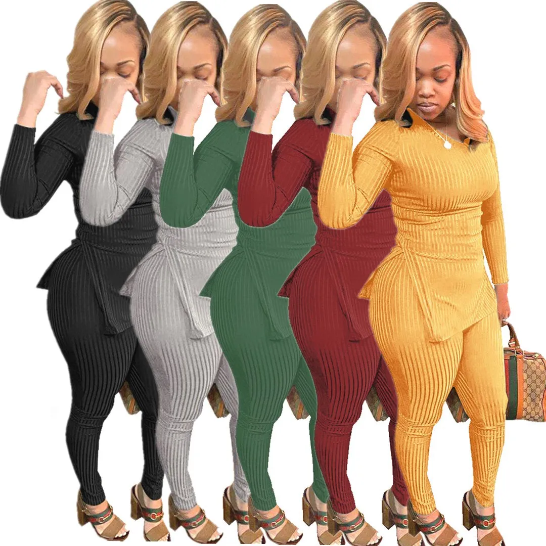 

Sports Sexy Tracksuit 2 Two Piece Set Top And Pants Knit V-neck Solid Draped Long Sleeve Matching Sets Winter Club Women Outfits