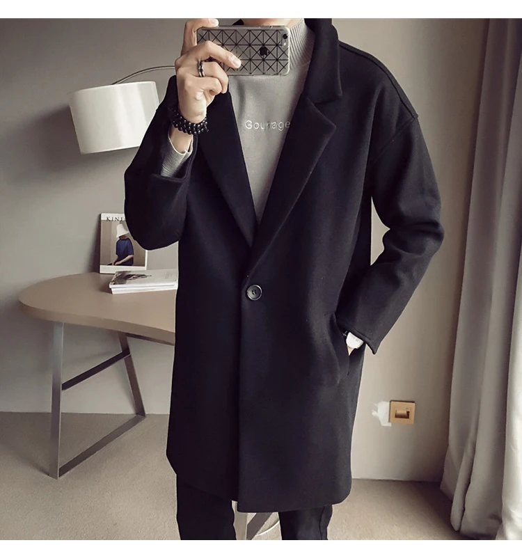 Черный Тренч, Мужская Длинная зимняя куртка и пальто, парка Hiver Homme Anorak Hombre, модная Повседневная Новинка GG50dy