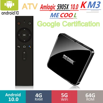 

MECOOL KM3 ATV Google Certified TV Box Android 10.0 4GB 64GB Amlogic S905X2 KM3 Pro 4G 32G Androidtv 4K Dual Wifi Set Top Box