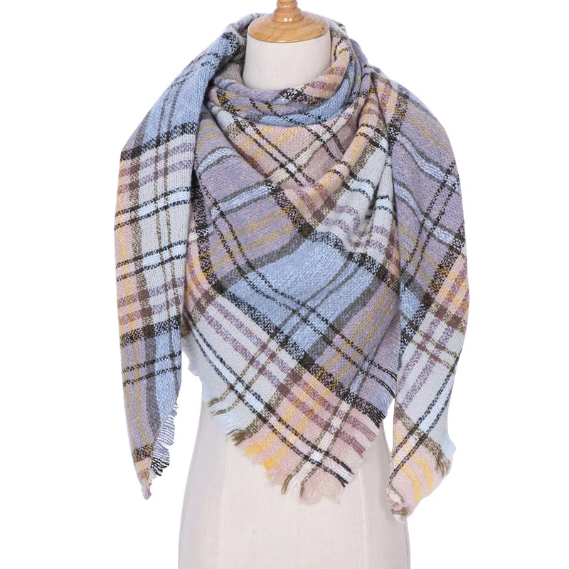 2019 new designer brand women cashmere scarf triangle winter scarves lady shawls and wraps knit blanket neck striped foulard (27)