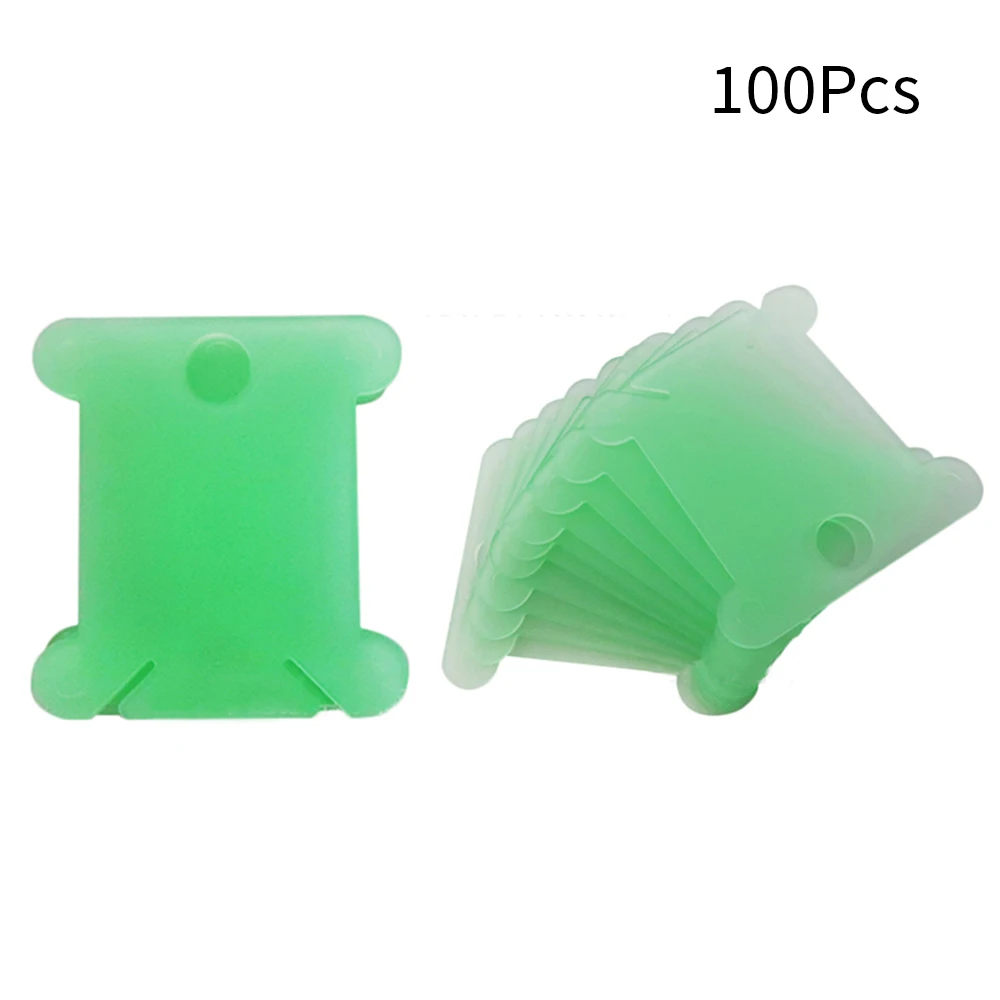 Green X100 PCS 100/120PC вышивка крестиком пластиковый держатель для хранения Шитье Тонкий изогнутый плиты доска вышивка нить ремесло шпульки для ниток Органайзер - Цвет: Green X100 PCS