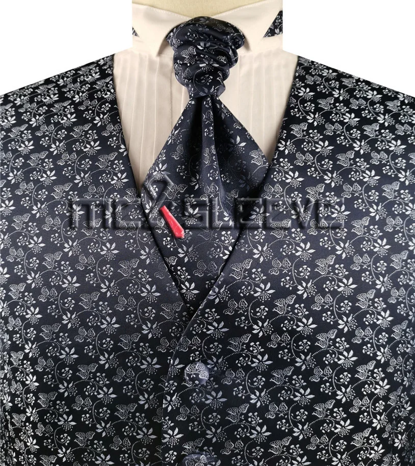 factory custom made floral microfiber men's tuxedo waistcoat set coat suit for men