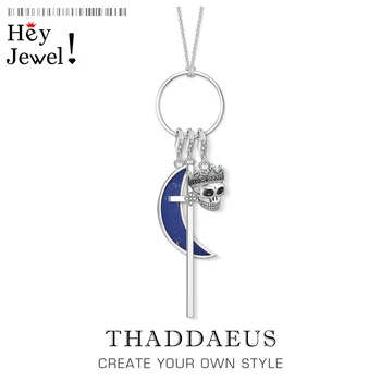 

Charm Necklace Cross Skull King Moon,2020 Spring Fashion Jewelry Europe 925 Sterling Silver Rebel Bijoux Gift For Women Men