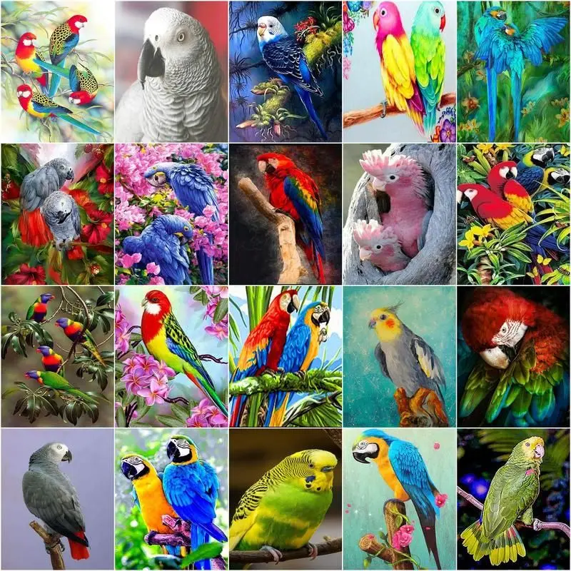 CHENISTORY DIY 5D Full Drill Diamond Painting Animal Parrot Cross Stitch Home Decor Embroidery Mosaic Art Picture Of Rhinestones diamond painting