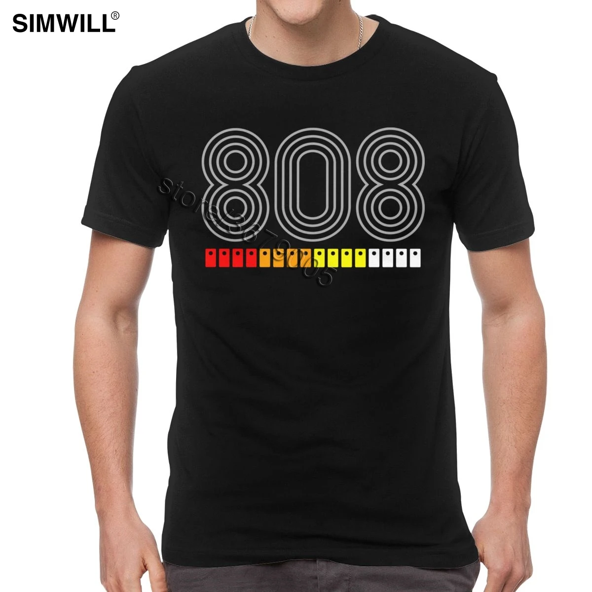 Классическая Мужская хлопковая футболка 808 года с музыкальным Синт-барабаном