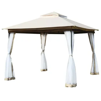 

2-Tier 10' x 10' Canopy Gazebo Tent Shelter with Mosquito Netting OP70064