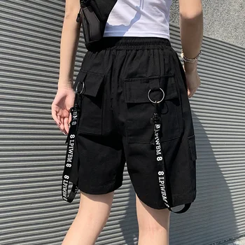 

Fashion Wide Leg Shorts Women Summer Elastic High Waist Loose Five Points Ribbons Shorts Plus Size Shorts short femme