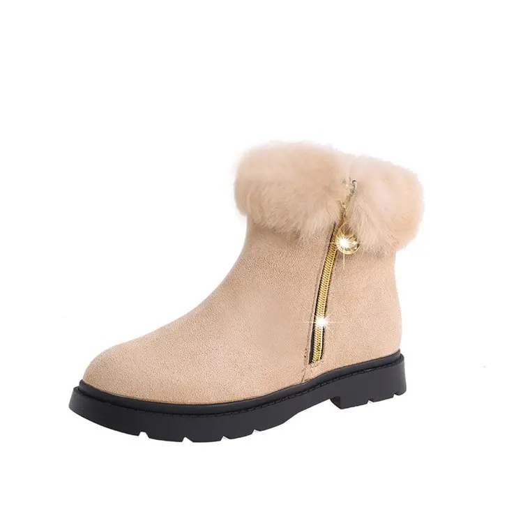 Botas mujer invierno/ г. Однотонные замшевые зимние теплые женские ботинки с круглыми носками женские модные ботильоны женская обувь 35-40