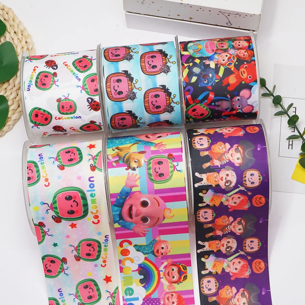 10 Yards 3inch 75mm Cartoon Printing Grosgrain Ribbon For Hair Bows DIY Crafts Handmade Accessories 56290 | Дом и сад