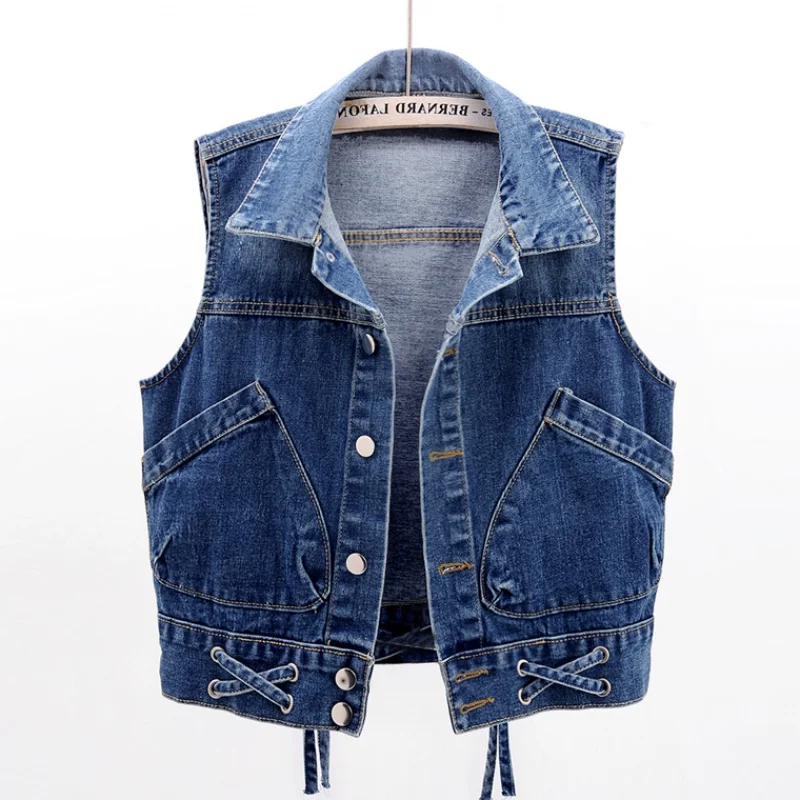 Guilantu Women Streetwear Denim Hooded Vest Coat Spring Single Breasted Hooded Sleevless Waistcoat Jacket Womens Plus Size 4xl