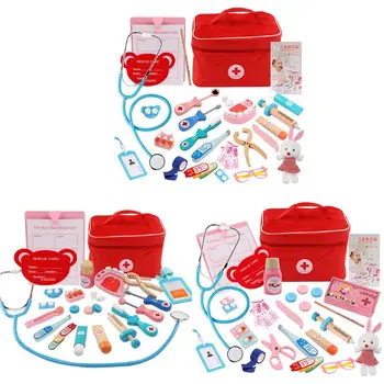 

30pcs Wooden Pretend Play Wood Toy Doctor Kit for Kids Learning Educational Fun Colorful