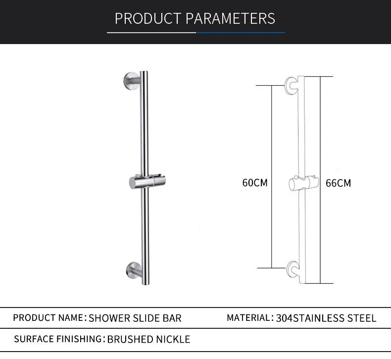 SUS304 Регулируемая душевая горка из нержавеющей стали, бард, ручной держатель, душевая направляющая, горка, набор с SUS304, душ и шланг, матовый никель