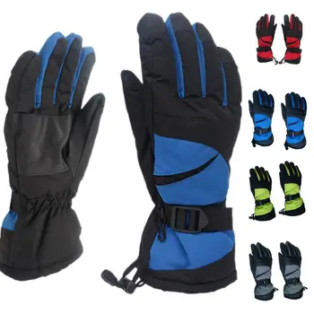 

Men Women Waterproof Winter Snow Gloves Contrast Color Thermal Insulated Adjustable Sport Cycling Snowboard Mittens