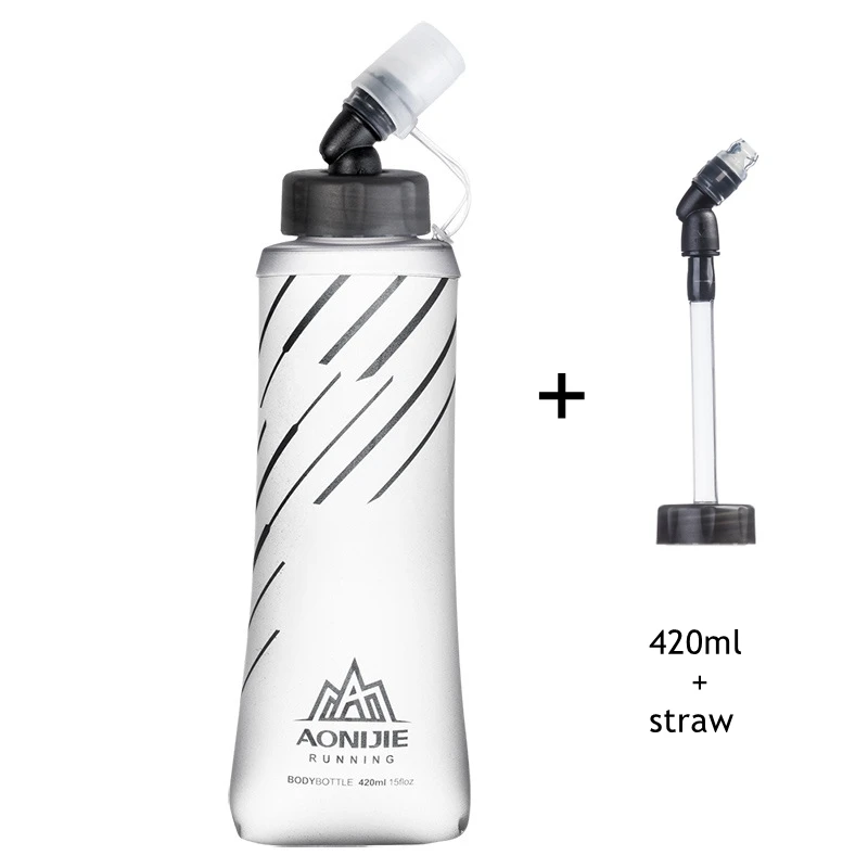 420ml with straw Aonijie Складная уличная мягкая фляжка 250 мл 420 мл BPA бутылка для воды для кемпинга, бега, походов, марафона SD21 - Цвет: 420ml with straw