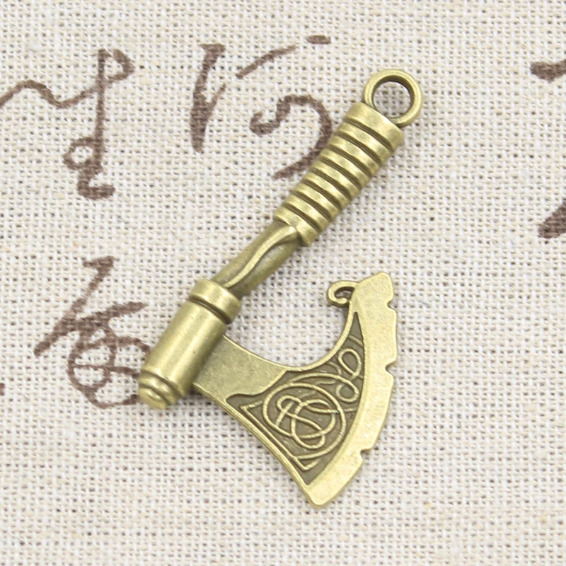 5pcs Charms Viking Axe 43x24mm Antique Bronze Silver Color Pendants DIY Crafts Making Findings Handmade Tibetan Jewelry