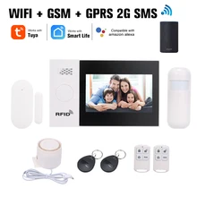 Tuya 433 МГц беспроводной Wi-Fi+ GSM+ GPRS 2G SMS автоматический набор сигнализации система безопасности приложение дистанционное управление беспроводной домашней безопасности