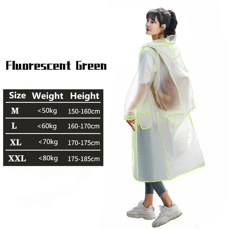 Raincoat Poncho Waterproof Transparent Eva Clear Long Ladies Men Fashion Hooded With Schoolbag space