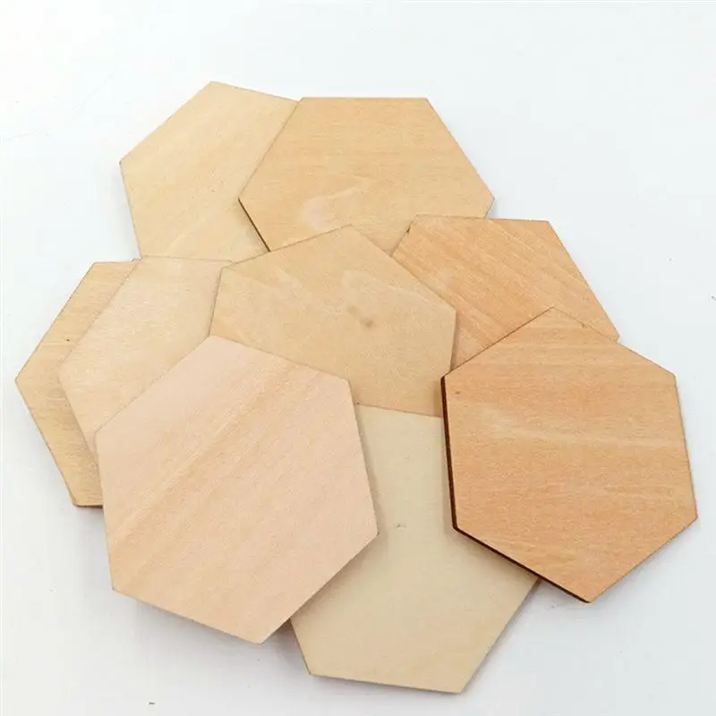 50 шт. бук деревянный шестигранный орнамент из кусочков деревянные формы украшения, Декор DIY ремесленные украшения
