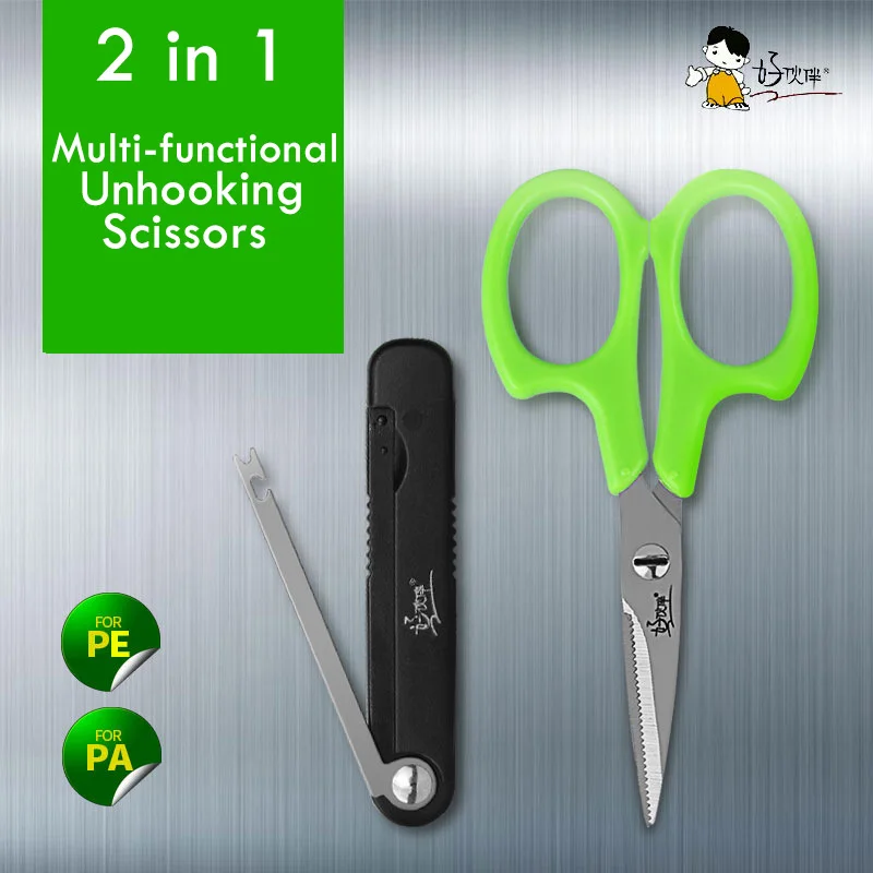 

LINNHUE Fishing Scissors Multi-Function With Decoupling Foldable Serrated Fish Line Lead Small Scissors Fishing Gear Accessories