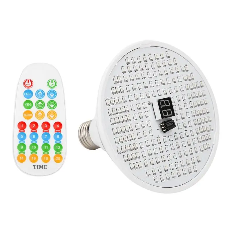 E27 204LED лампа с регулируемой яркостью, светильник для выращивания растений с дистанционным управлением