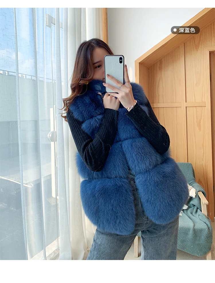 ZDFURS* зима дизайн модные жилеты Женский натуральный Лисий мех жилет толстый теплый женский меховой жилет куртка