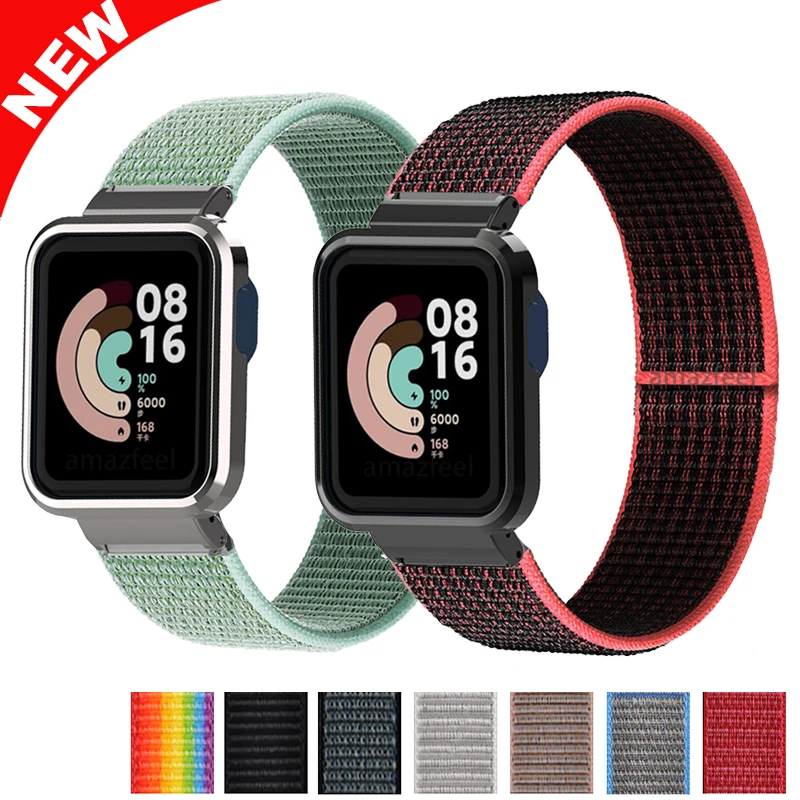 Нейлоновые браслеты для Xiaomi Mi Watch Lite металлический защитный чехол рамка ремешок