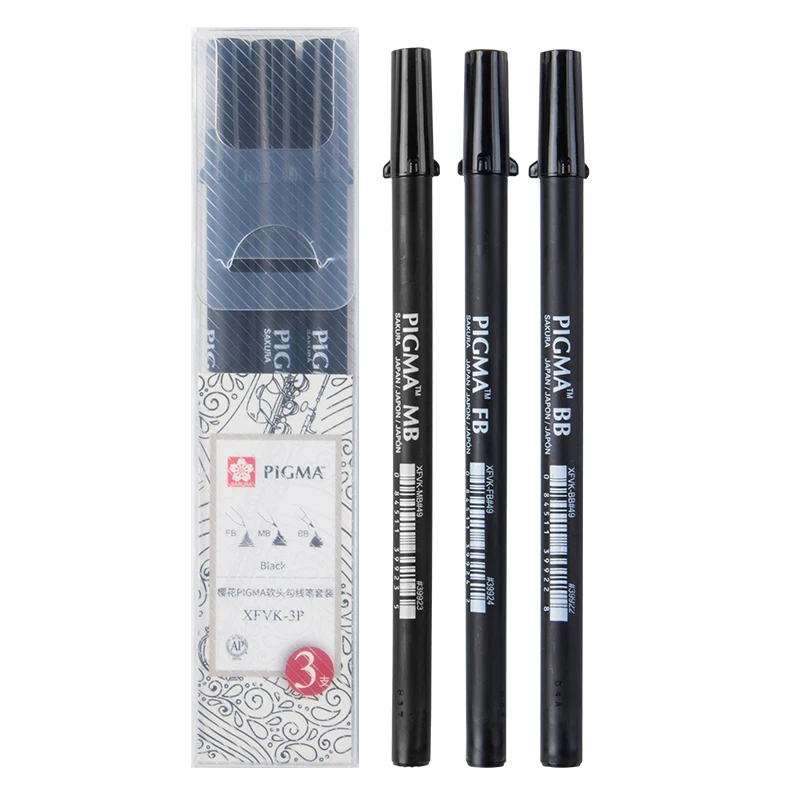 

Sakura NEW xfvk Polymer PIGMA Soft Brush Pen Calligraphy Pen Sign Pen Black Color BB MB FB For Comic hand drawning Supplies
