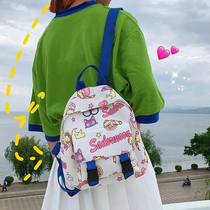 

Anime Sailor Moon card captor sakura Anime Figure girl's School bag canvas Backpack Cartoon Travel Storage Shoulder Bag Cosplay