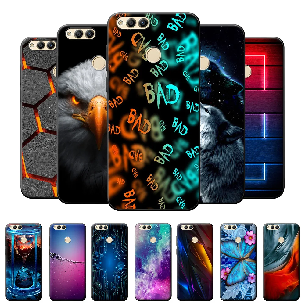 Por Honor 7X caso TPU caso a prueba de golpes Honor 7X 7 X de silicona suave, funda del teléfono para Huawei Honor 7X Animal de vuelta para Honor 7X