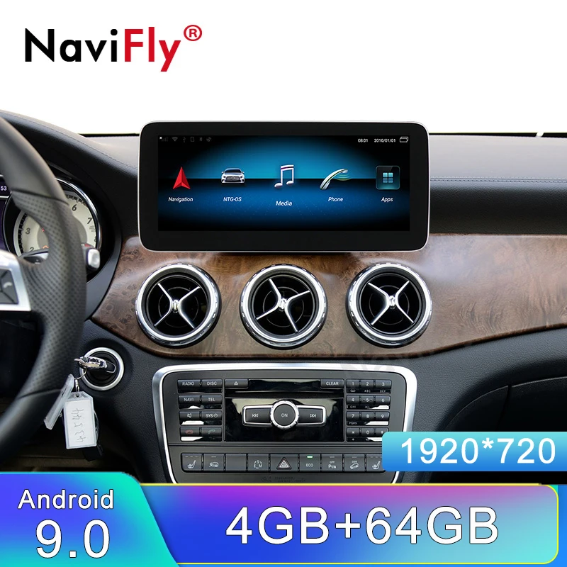 NaviFly автомобильный мультимедийный плеер для Mercedes benz GLA Class X156 2013- NTG 4,5 Android 9,0 авто gps навигация wifi ips экран