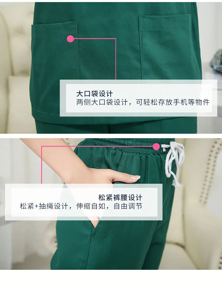 Скраб-топ с короткими рукавами для женщин, медицинская униформа из чистого хлопка, Классическая рабочая одежда для медсестры с v-образным вырезом(только топ