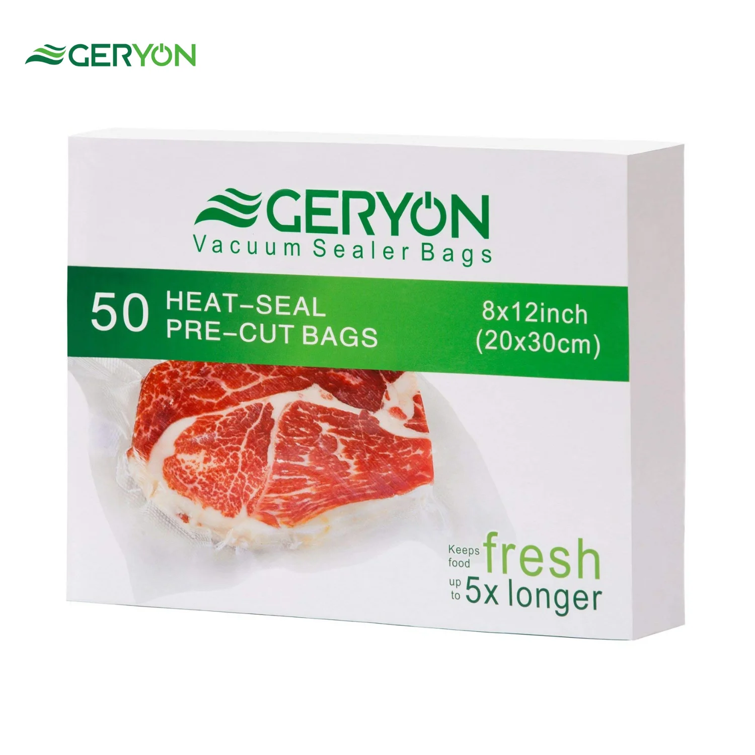 

GERYON 50 PCS Vacuum Sealer Bags Pre-Cut Food Sealer Bags Quart Size 8"x12" for Vacuum Packing and Cook In Sous Vide