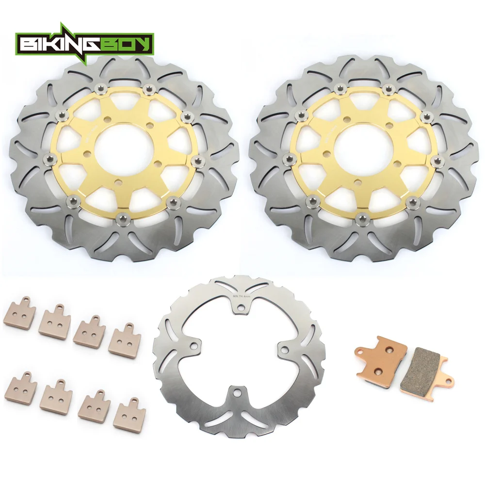BIKINGBOY для KAWASAKI ZX14R 06 07 08 09, 10, 11, 12, 13, 14, ZX-14R ABS 2013 полные комплекты спереди и сзади тормозные диски роторы колодки - Цвет: Wavy Gold
