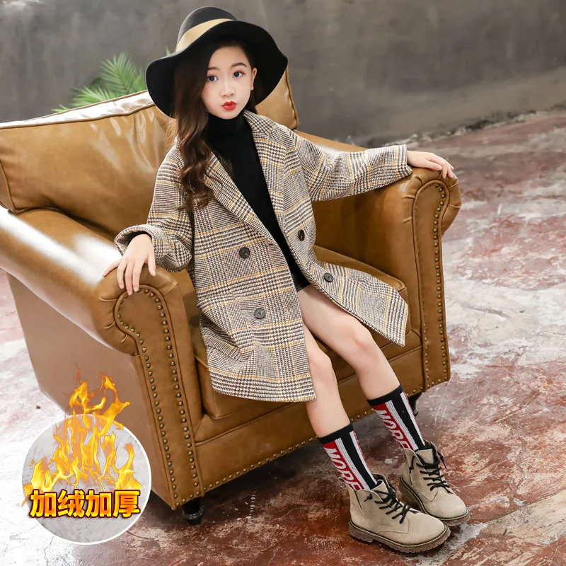 

Girl'S Coat Winter 2020 New Style Korean-style Big Boy Woolen Coat Children Thick Mid-length Autumn And Winter Woolen Cloth