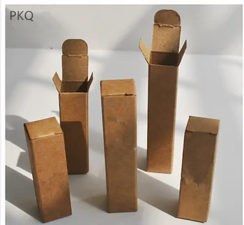 

100pcs 2x2x9.8cm kraft Paper Box brown DIY Lipstick Perfume Essential Oil Bottle packaging box kraft valve tube packaging boxes